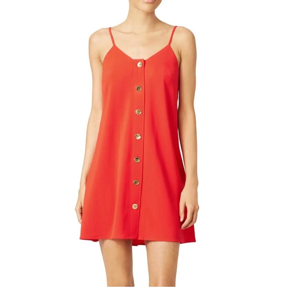 Amanda Uprichard Coral Red Golden Shift Dress
